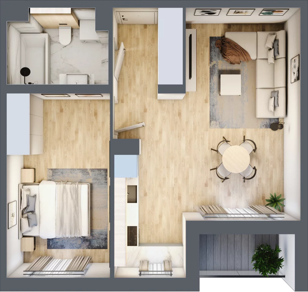 2 pokoje, mieszkanie 47,75 m², piętro 4, oferta nr E.4.27.2k, art.TEO, Łódź, Polesie, Teofilów, ul. Kaczeńcowa 2B i 2C