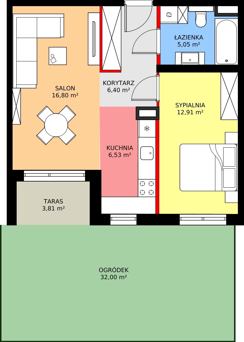 Zalety mieszkania 47.69 m², E.0.03.2k