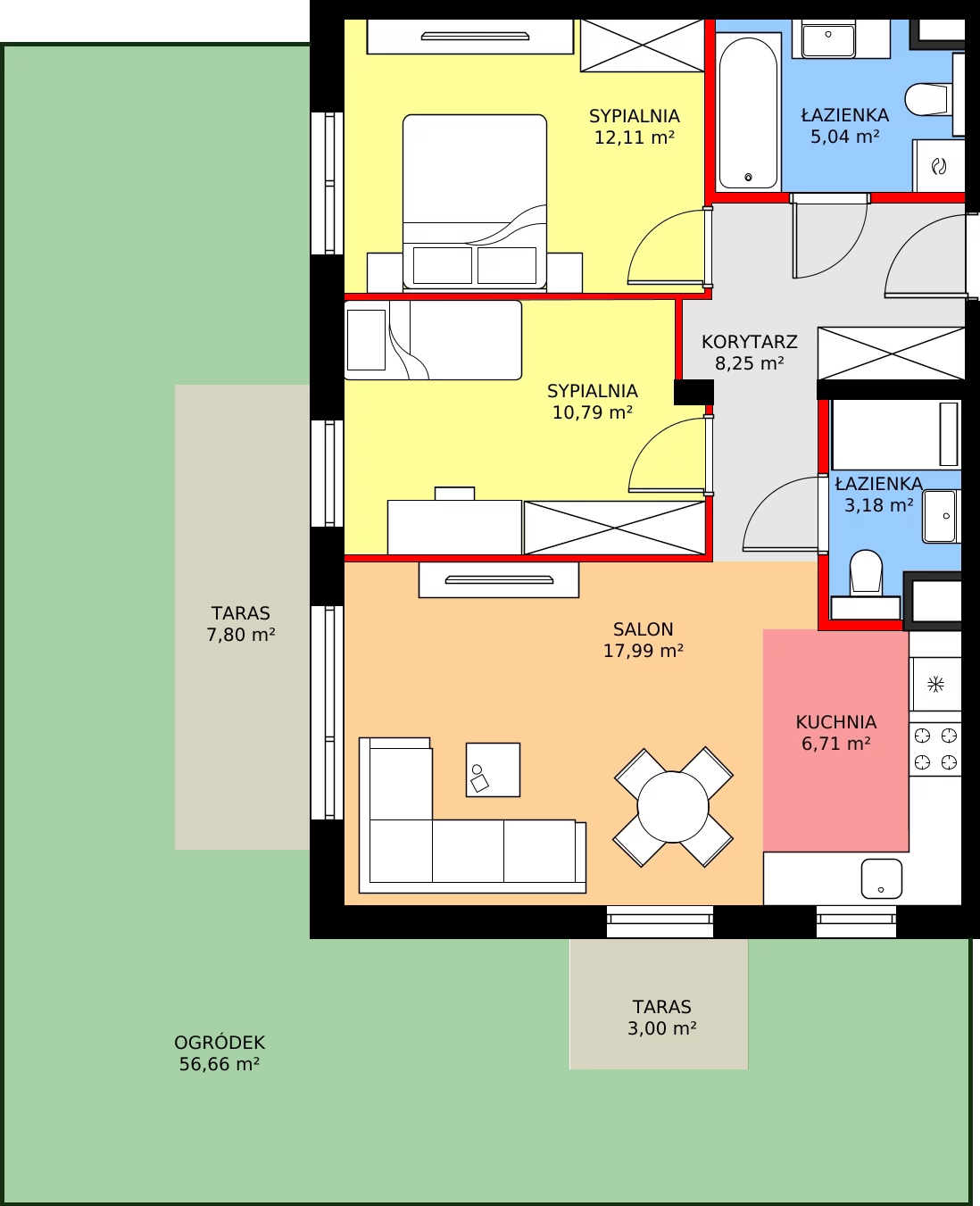 Zalety mieszkania 64.07 m², F.0.08.3k