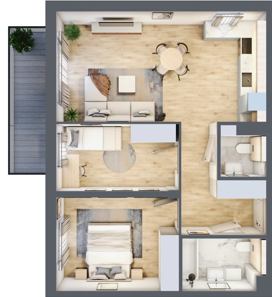 3 pokoje, mieszkanie 60,53 m², piętro 4, oferta nr F.4.37.3k, art.TEO, Łódź, Polesie, Teofilów, ul. Kaczeńcowa 2B i 2C