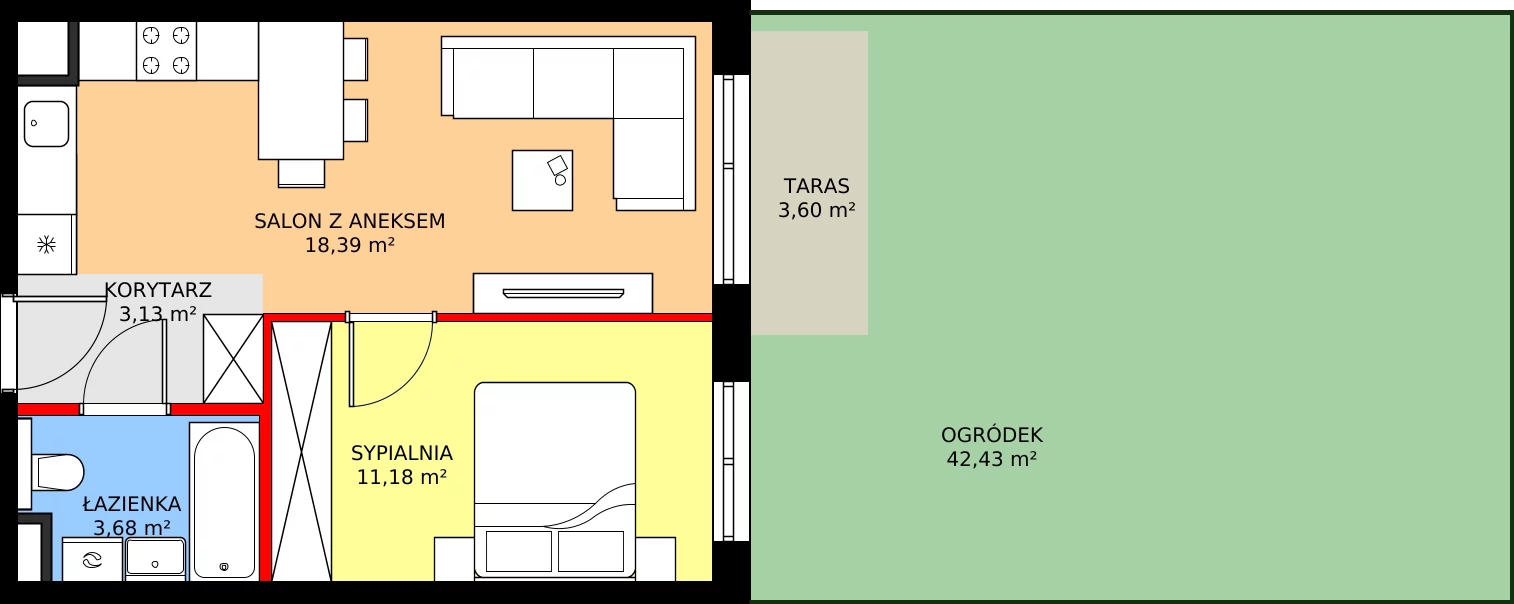 Zalety mieszkania 36.38 m², F.0.06.2a