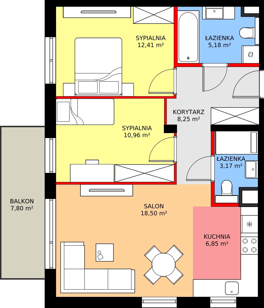 Zalety mieszkania 65.32 m², F.4.43.3k