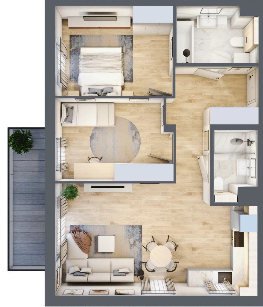 3 pokoje, mieszkanie 65,32 m², piętro 4, oferta nr F.4.43.3k, art.TEO, Łódź, Polesie, Teofilów, ul. Kaczeńcowa 2B i 2C