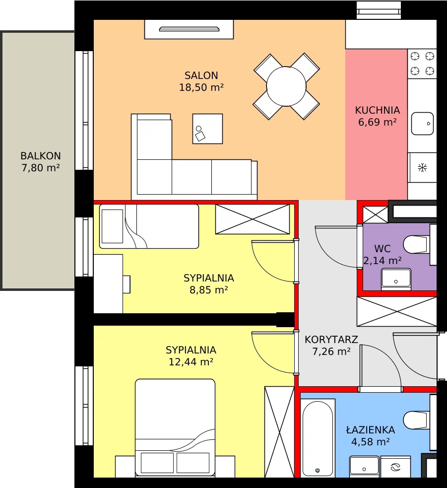 Zalety mieszkania 59.31 m², F.2.19.3k
