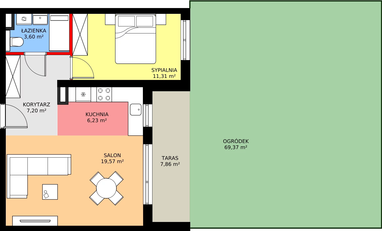 Zalety mieszkania 47.91 m², F.0.05.2k