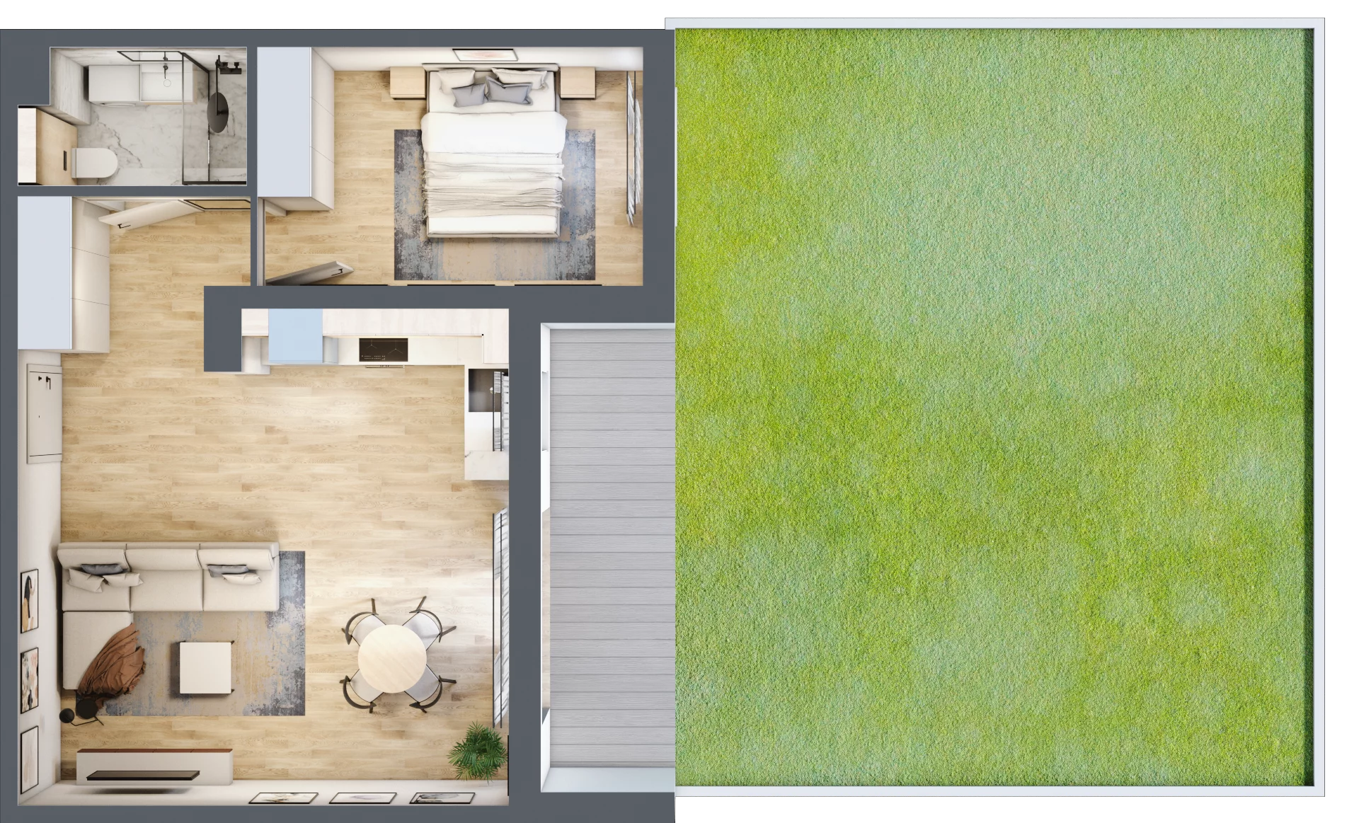 2 pokoje, mieszkanie 47,91 m², parter, oferta nr F.0.05.2k, art.TEO, Łódź, Polesie, Teofilów, ul. Kaczeńcowa 2B i 2C