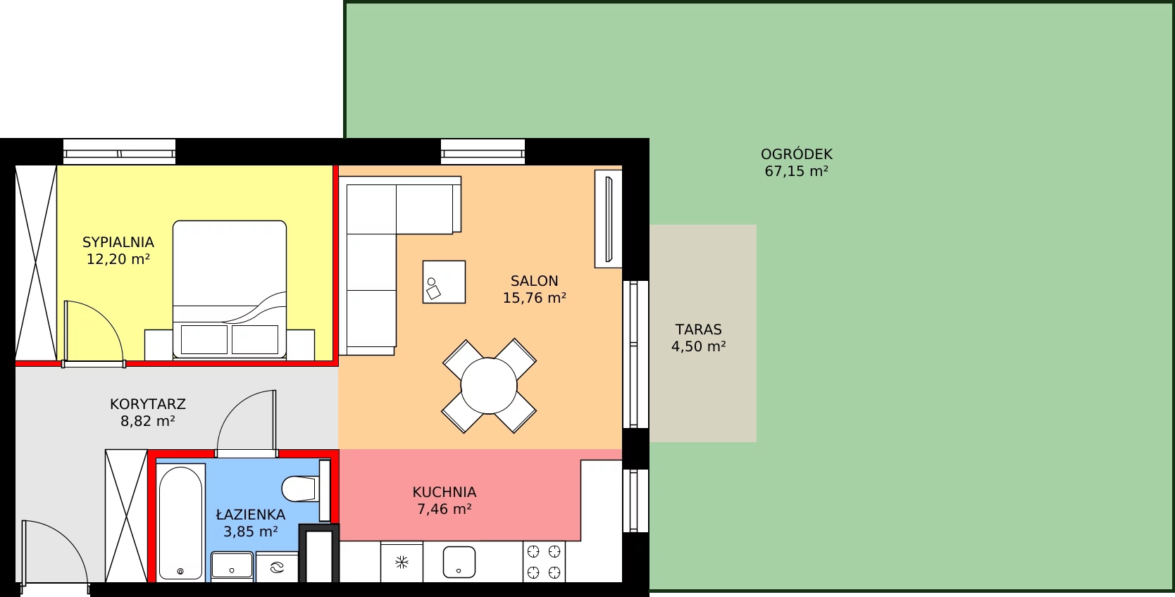 Zalety mieszkania 48.09 m², F.0.03.2k