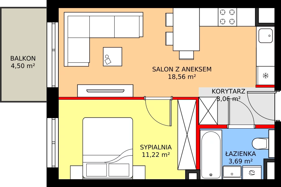 Zalety mieszkania 64.16 m², F.1.16.3k