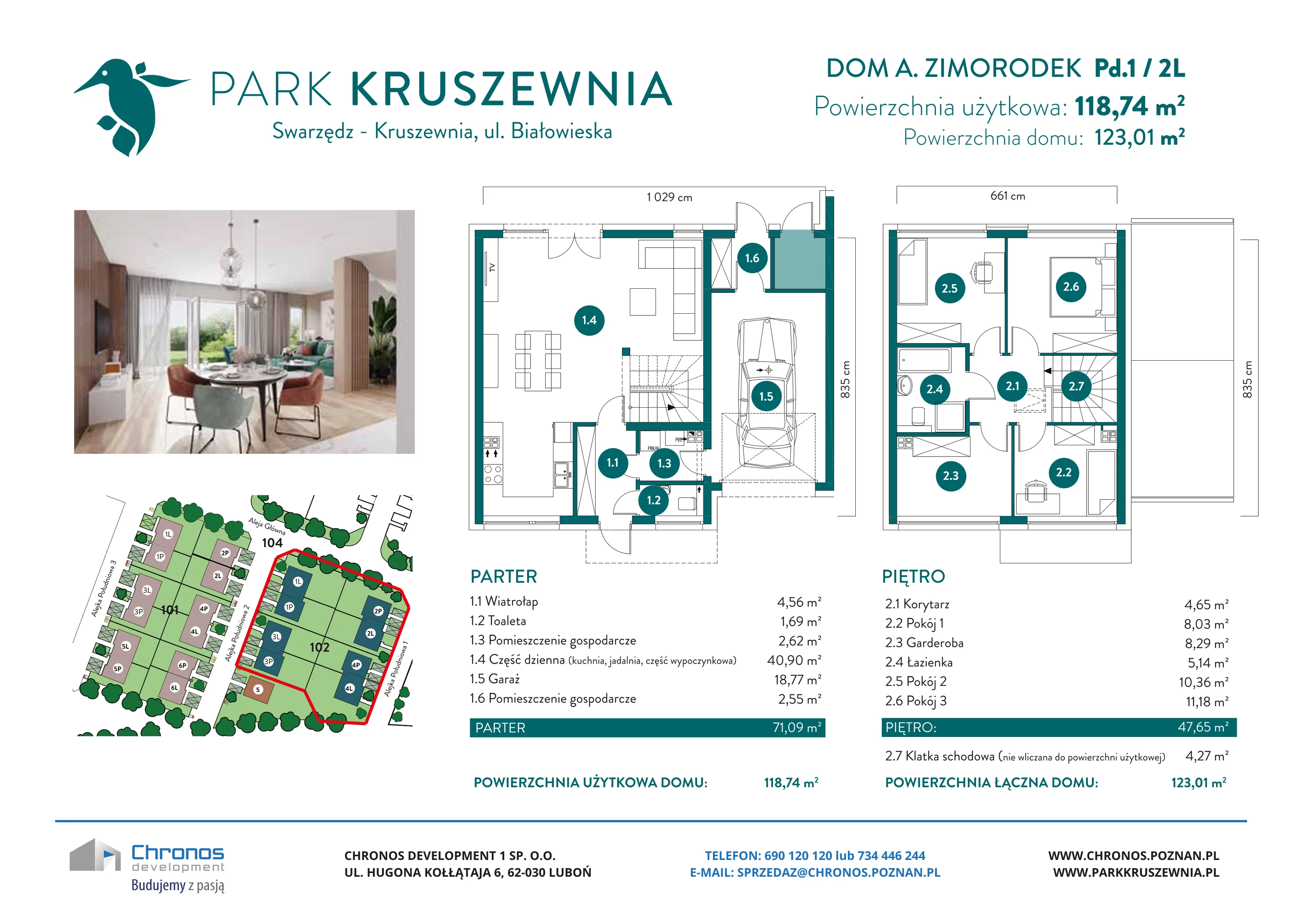 Dom 118,74 m², oferta nr A/Pd.1/2L, Park Kruszewnia, Kruszewnia, ul. Białowieska