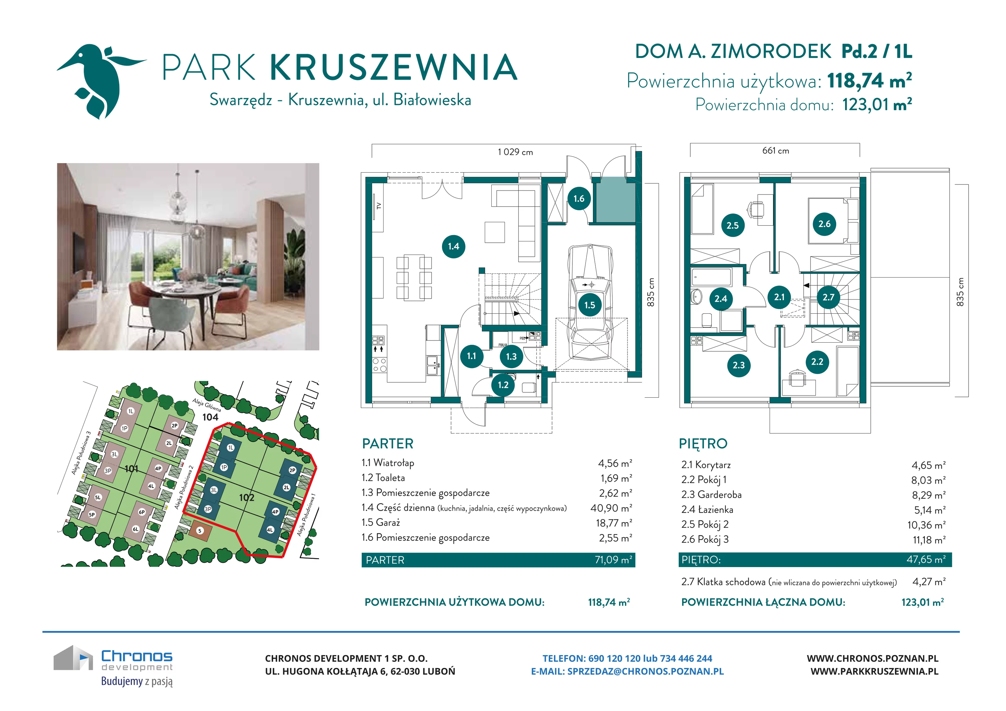 Dom 118,74 m², oferta nr A/Pd.2/1L, Park Kruszewnia, Kruszewnia, ul. Białowieska