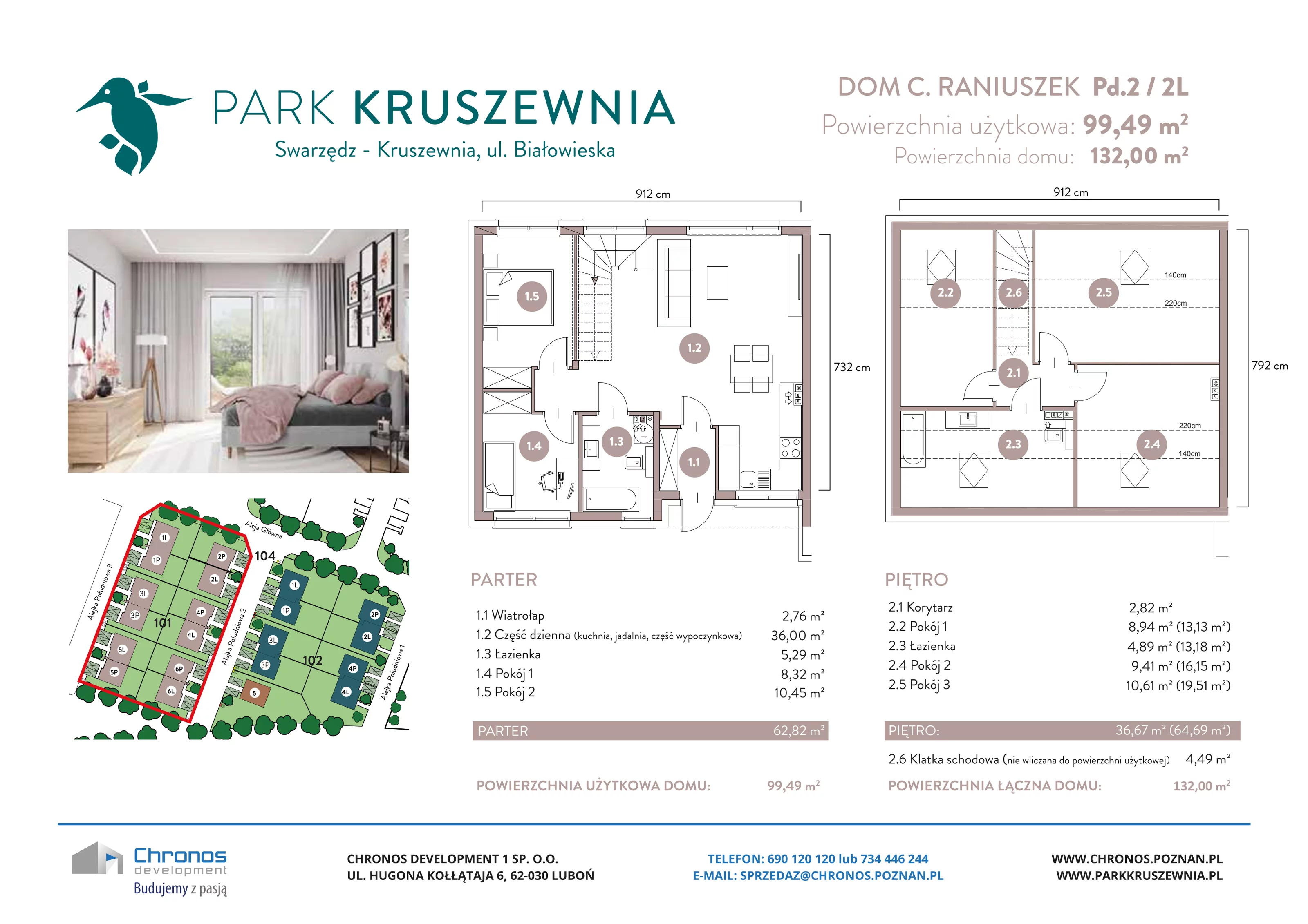 Dom 99,49 m², oferta nr C/Pd.2/2L, Park Kruszewnia, Kruszewnia, ul. Białowieska