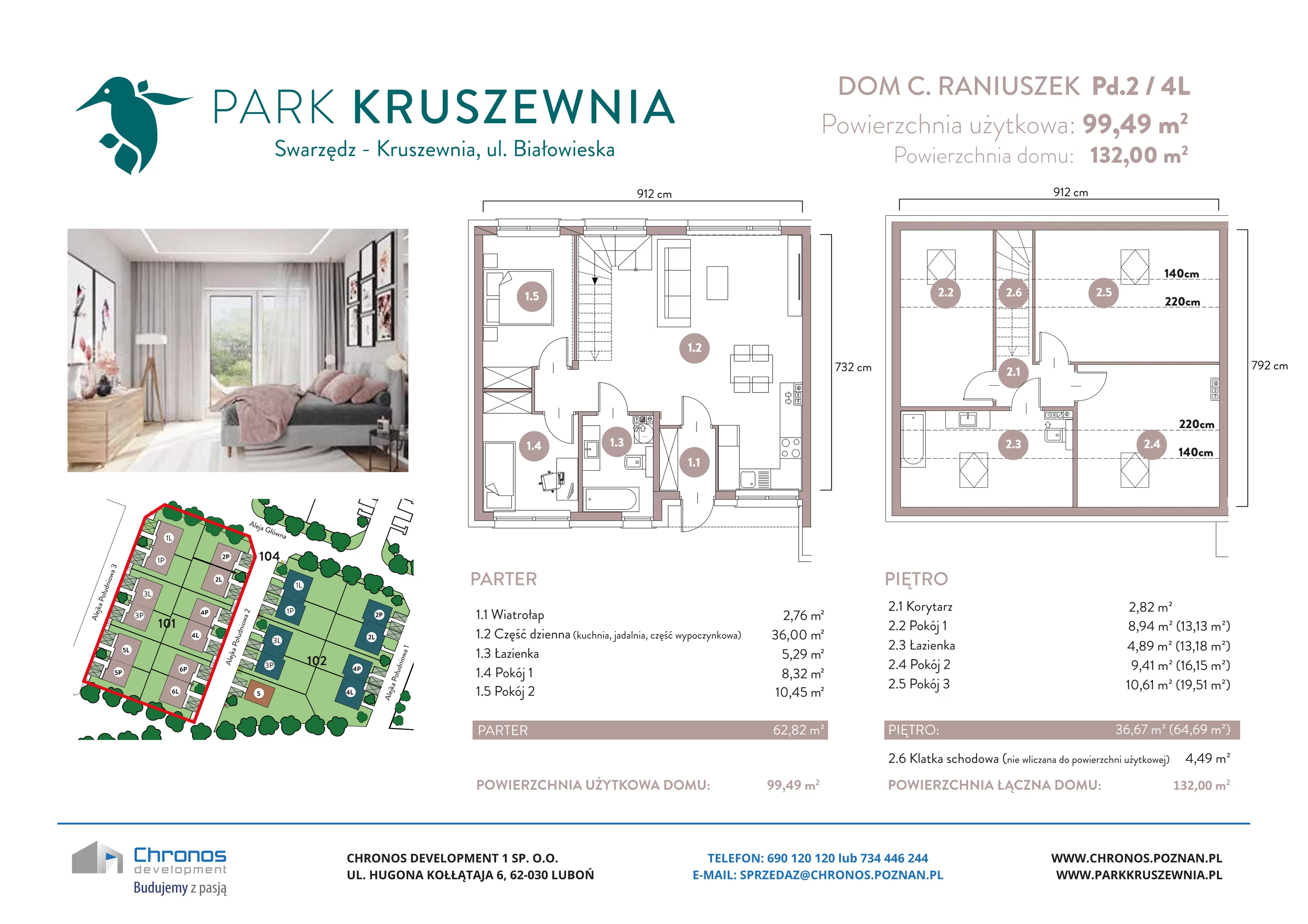 Dom 99,49 m², oferta nr C/Pd.2/4L, Park Kruszewnia, Kruszewnia, ul. Białowieska