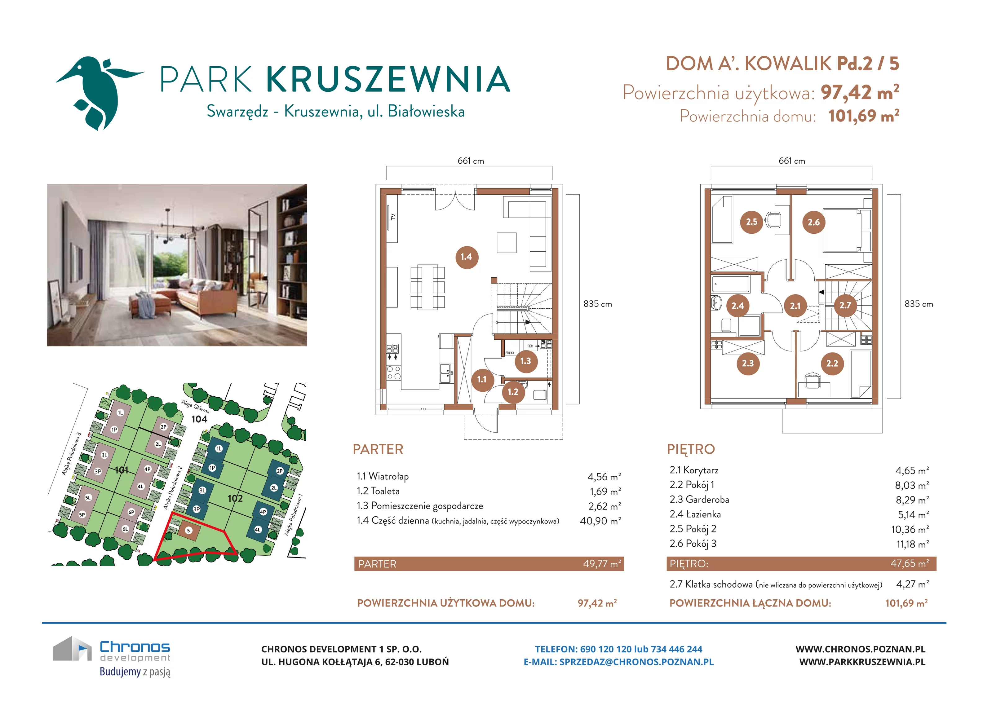 Dom 97,42 m², oferta nr A/Pd.2/5, Park Kruszewnia, Kruszewnia, ul. Białowieska