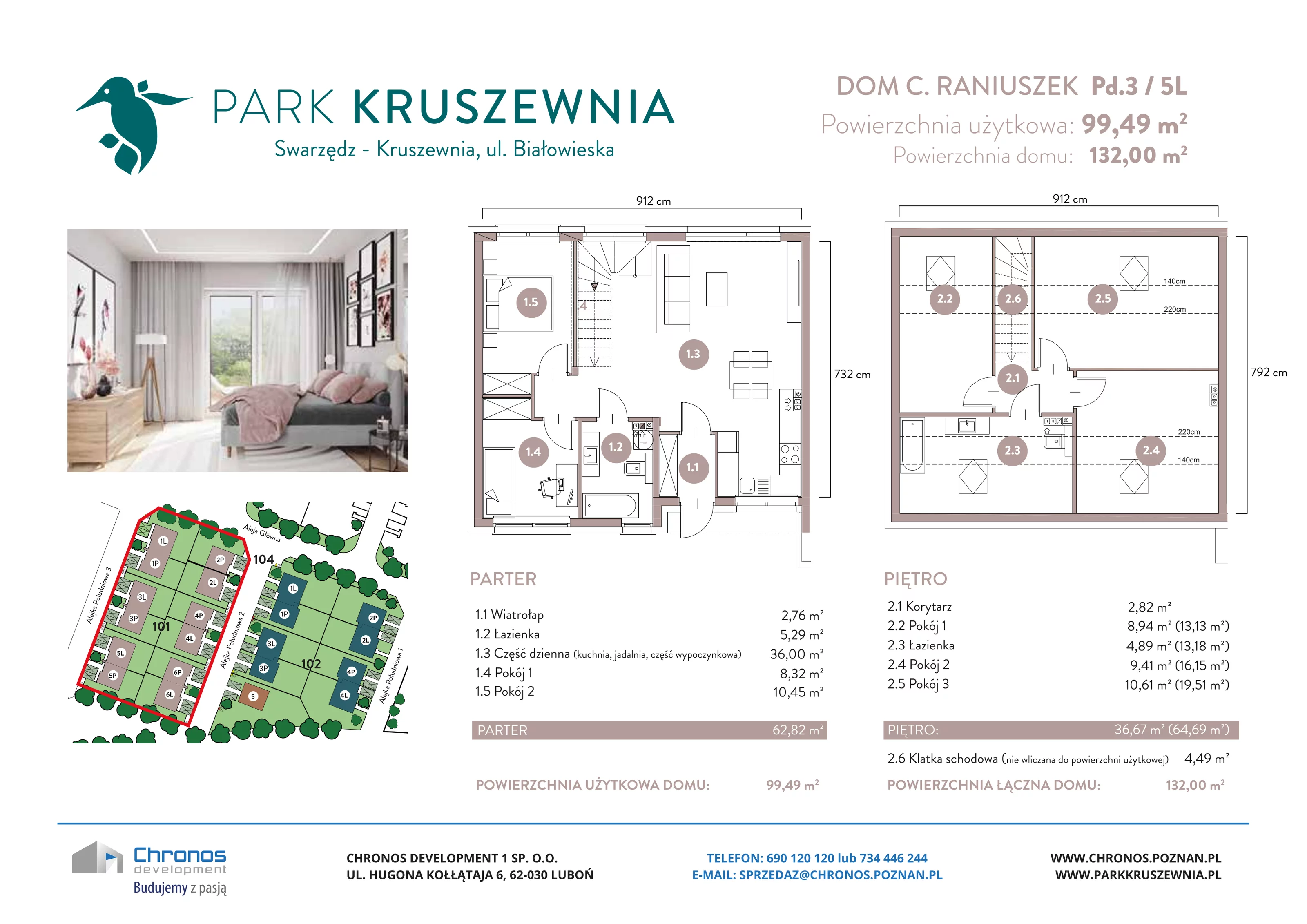 Dom 99,49 m², oferta nr C/Pd.3/5L, Park Kruszewnia, Kruszewnia, ul. Białowieska