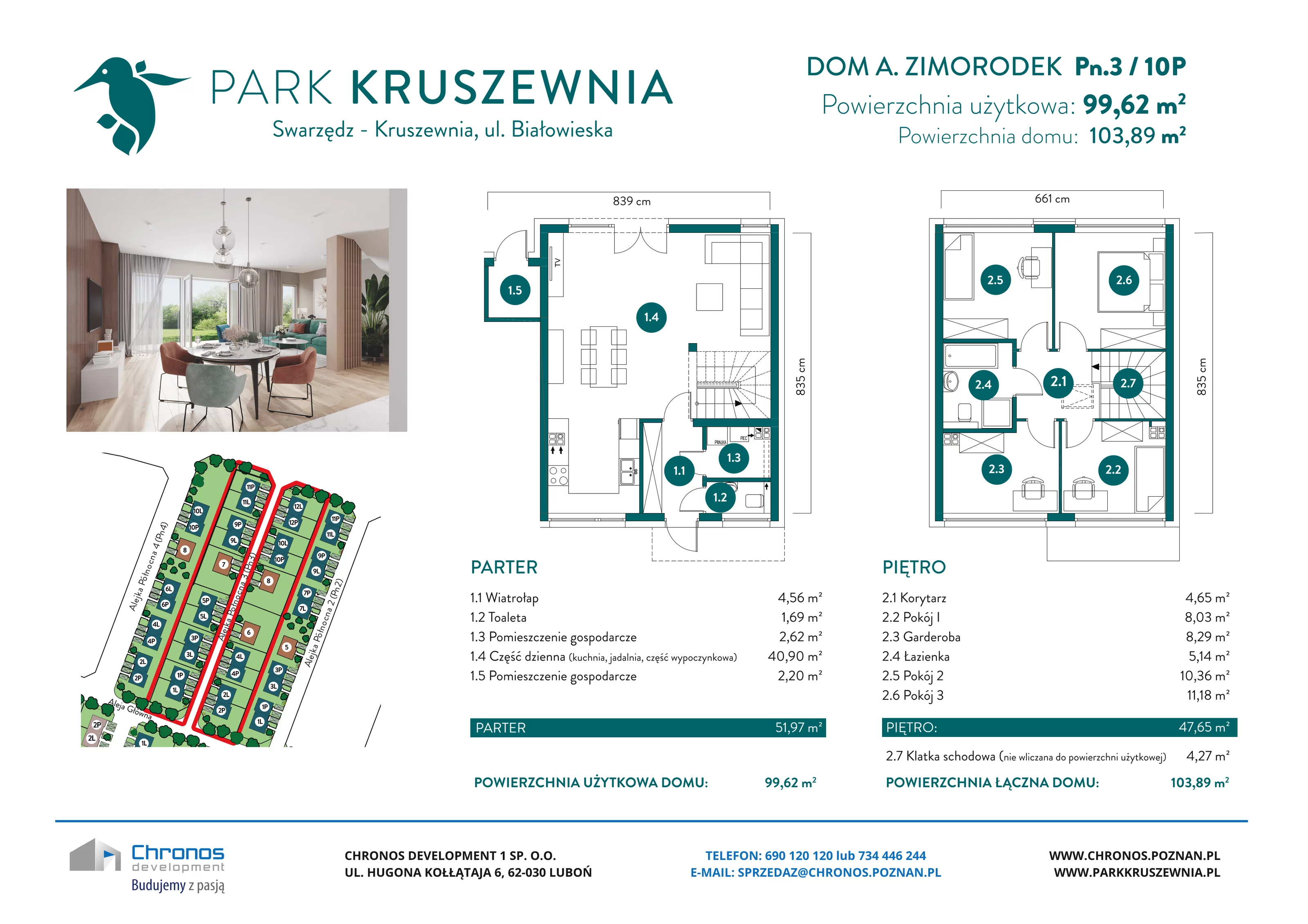 Dom 99,62 m², oferta nr A/Pn.3/10P, Park Kruszewnia, Kruszewnia, ul. Białowieska