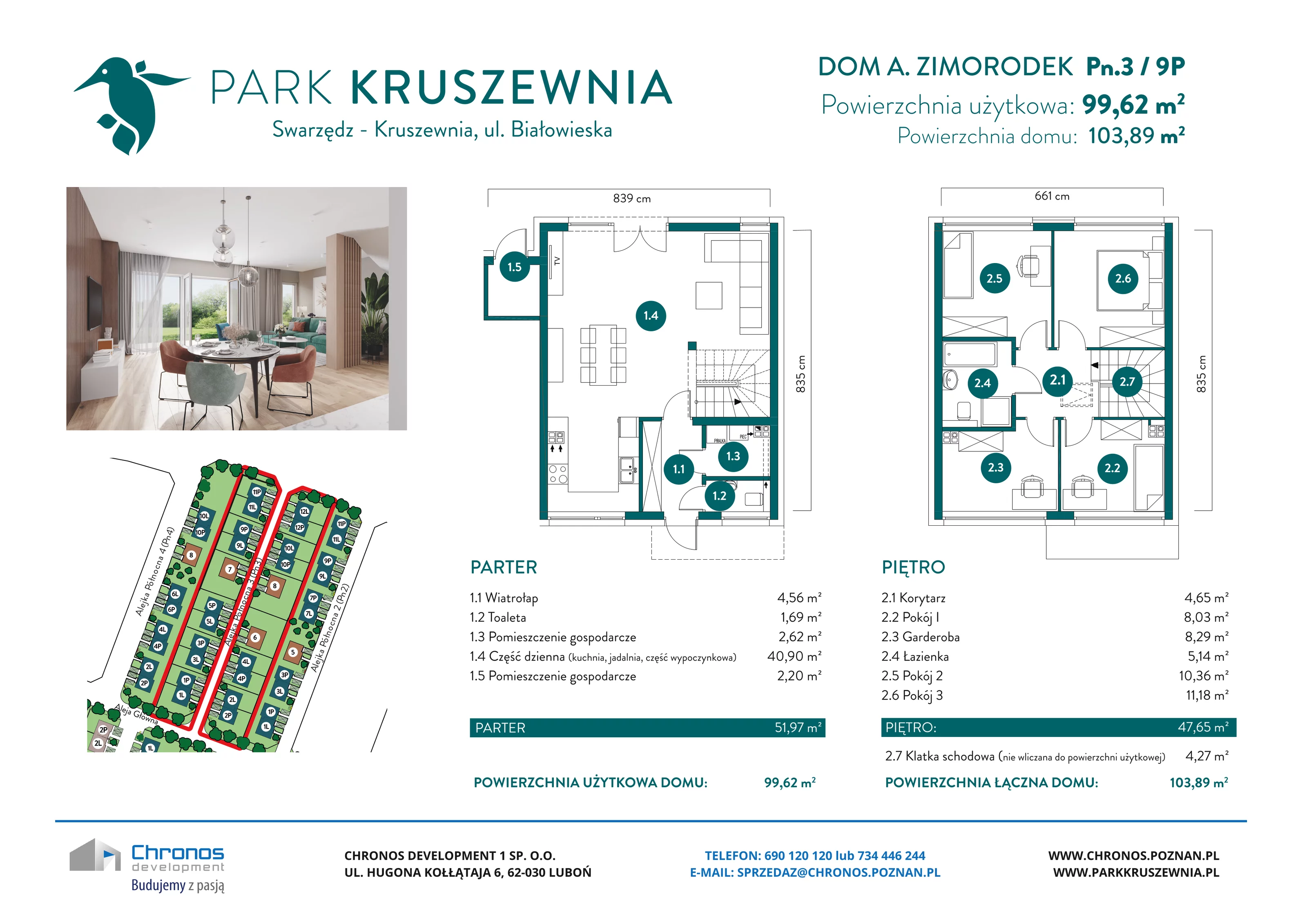 Dom 99,62 m², oferta nr A/Pn.3/9P, Park Kruszewnia, Kruszewnia, ul. Białowieska