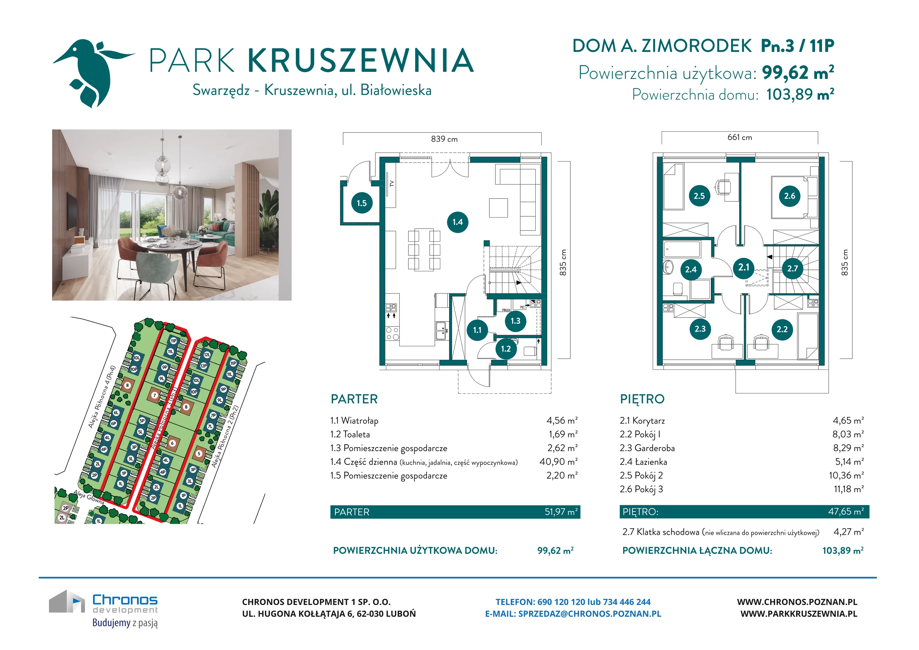 Dom 99,62 m², oferta nr A/Pn.3/11P, Park Kruszewnia, Kruszewnia, ul. Białowieska