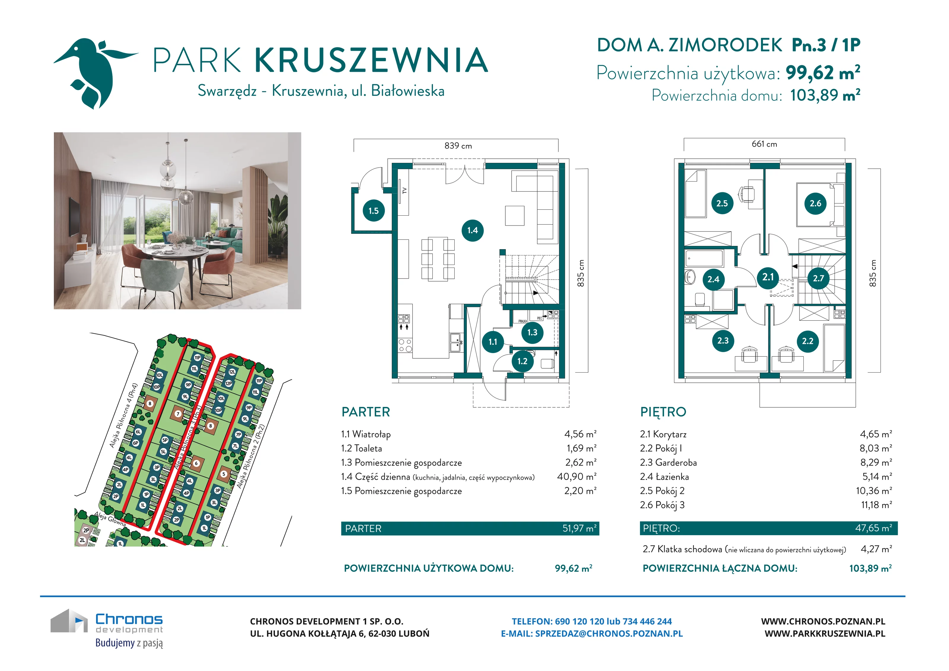 Dom 99,62 m², oferta nr A/Pn.3/1P, Park Kruszewnia, Kruszewnia, ul. Białowieska