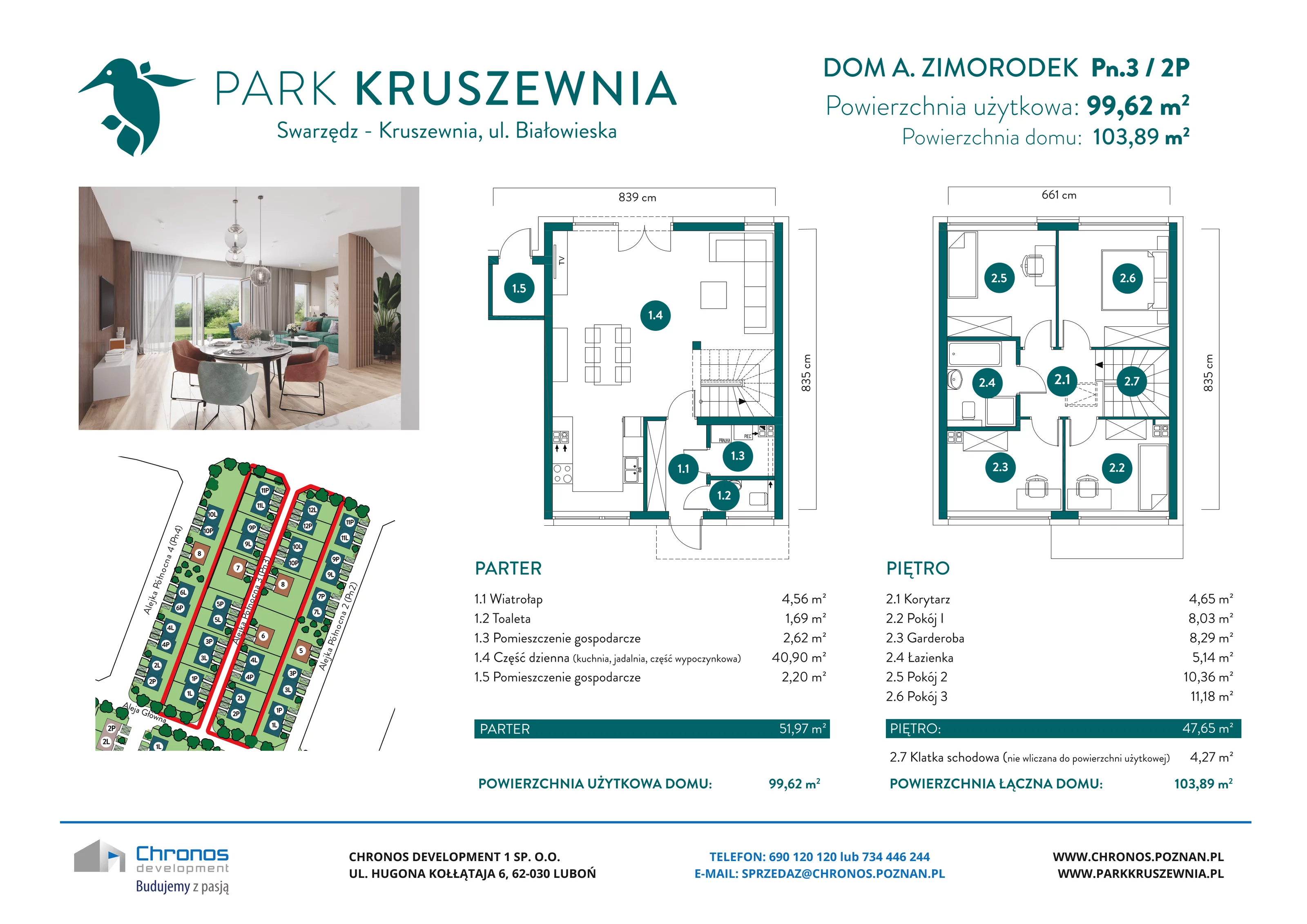 Dom 99,62 m², oferta nr A/Pn.3/2P, Park Kruszewnia, Kruszewnia, ul. Białowieska