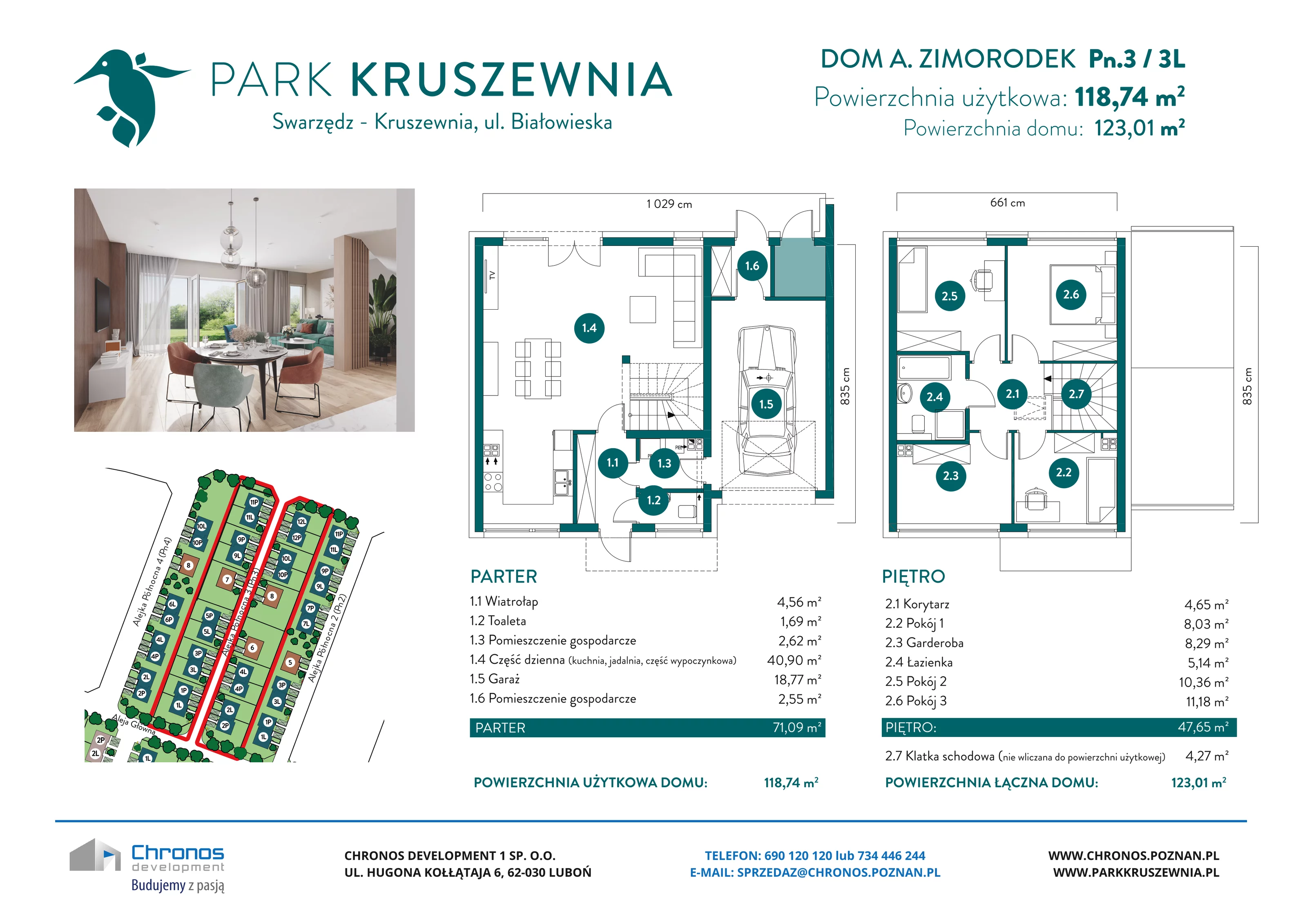 Dom 118,74 m², oferta nr A/Pn.3/3L, Park Kruszewnia, Kruszewnia, ul. Białowieska