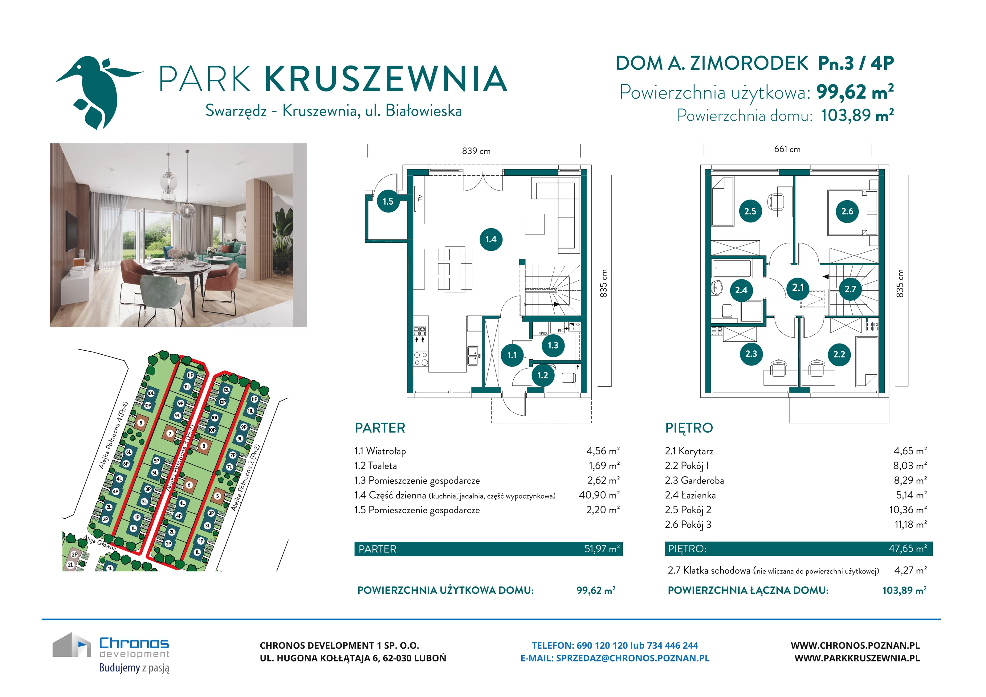 Dom 99,62 m², oferta nr A/Pn.3/4P, Park Kruszewnia, Kruszewnia, ul. Białowieska