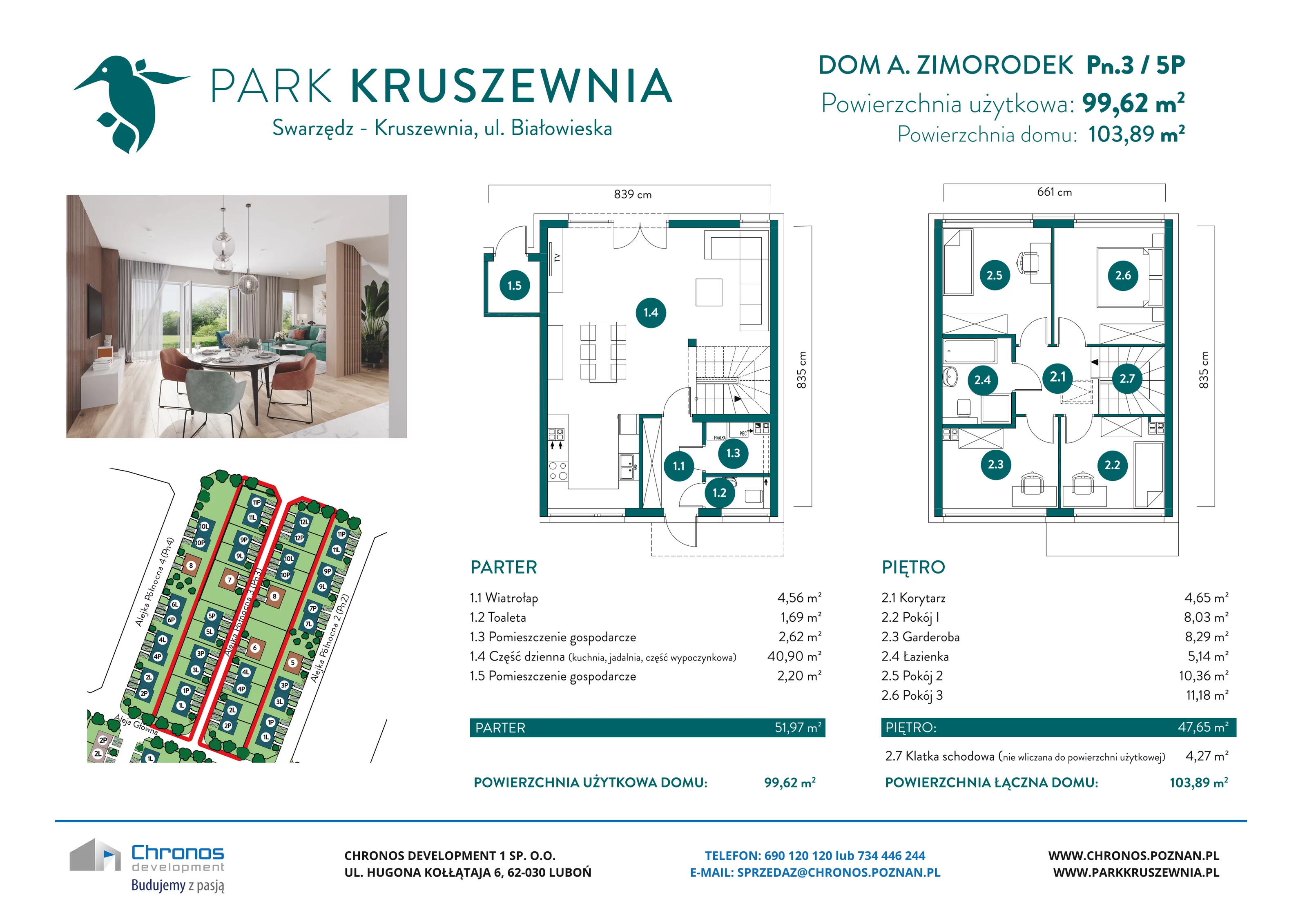 Dom 99,62 m², oferta nr A/Pn.3/5P, Park Kruszewnia, Kruszewnia, ul. Białowieska