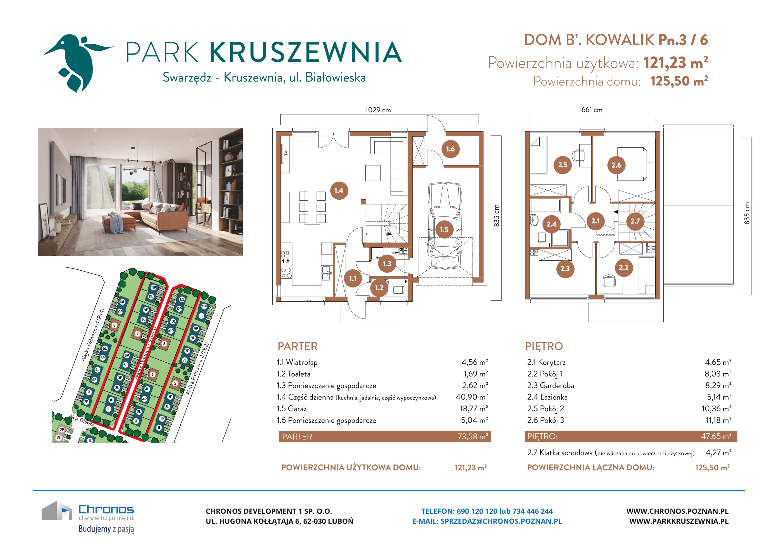 Dom 121,23 m², oferta nr B/Pn.6, Park Kruszewnia, Kruszewnia, ul. Białowieska