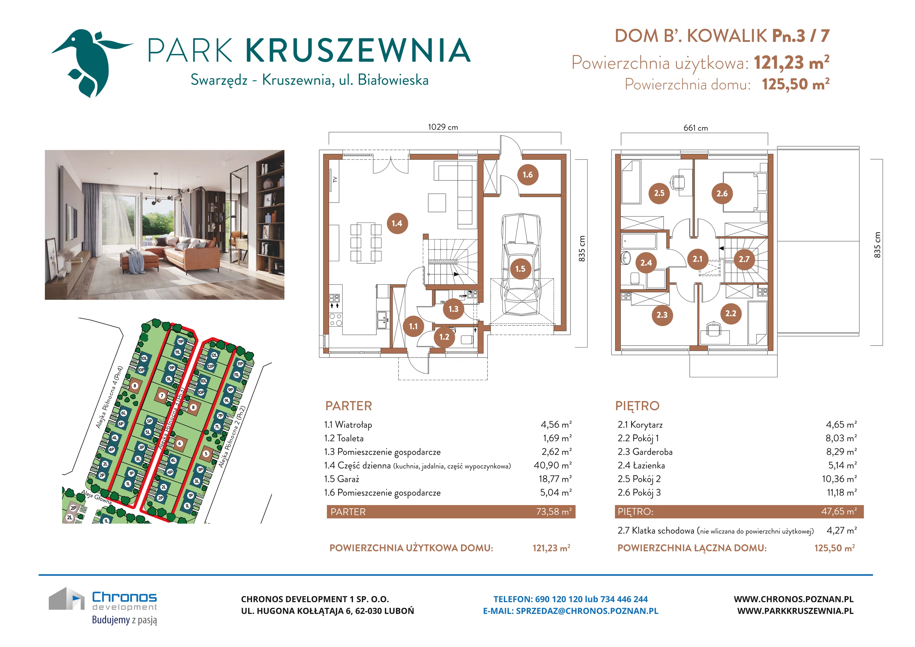 Dom 121,23 m², oferta nr B/Pn.7, Park Kruszewnia, Kruszewnia, ul. Białowieska