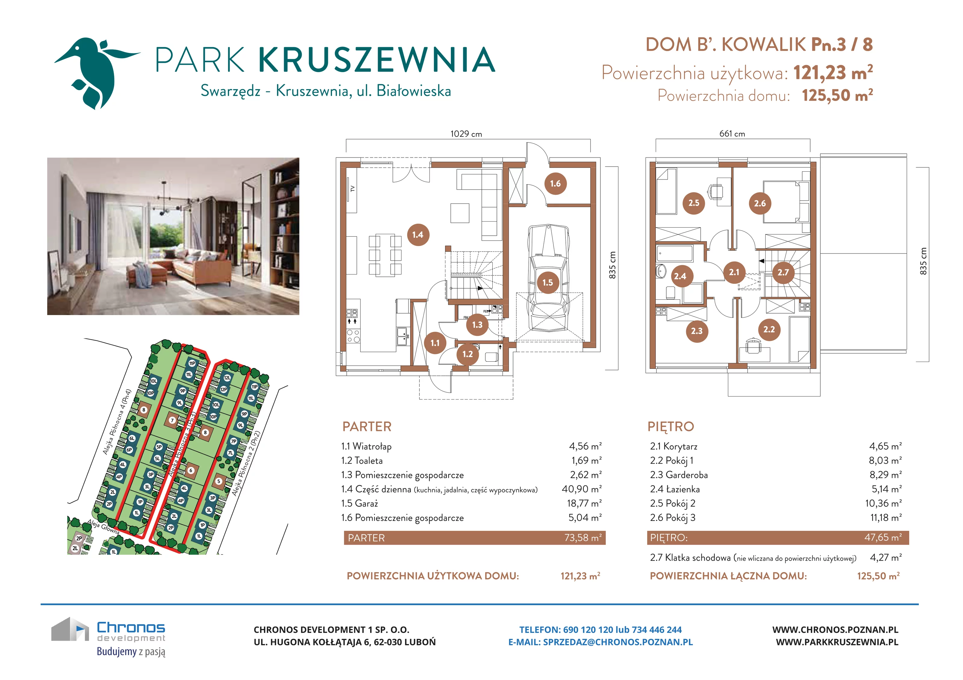 Dom 121,23 m², oferta nr B/Pn.8, Park Kruszewnia, Kruszewnia, ul. Białowieska