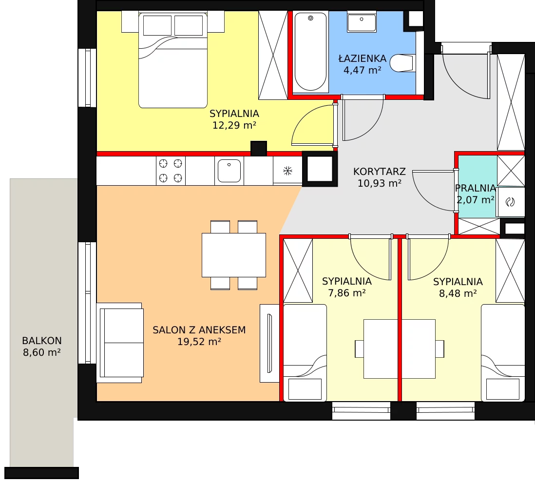 Mieszkanie 67,87 m², piętro 1, oferta nr A.16, Bonus, Pruszcz Gdański, ul. Powstańców Warszawy 79