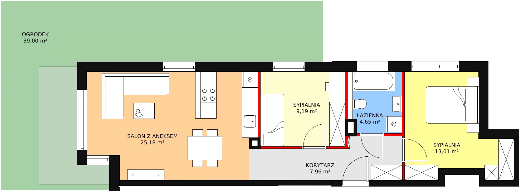 3 pokoje, mieszkanie 59,99 m², parter, oferta nr 5, Luna, Gdańsk, Osowa, ul. Galaktyczna/Homera