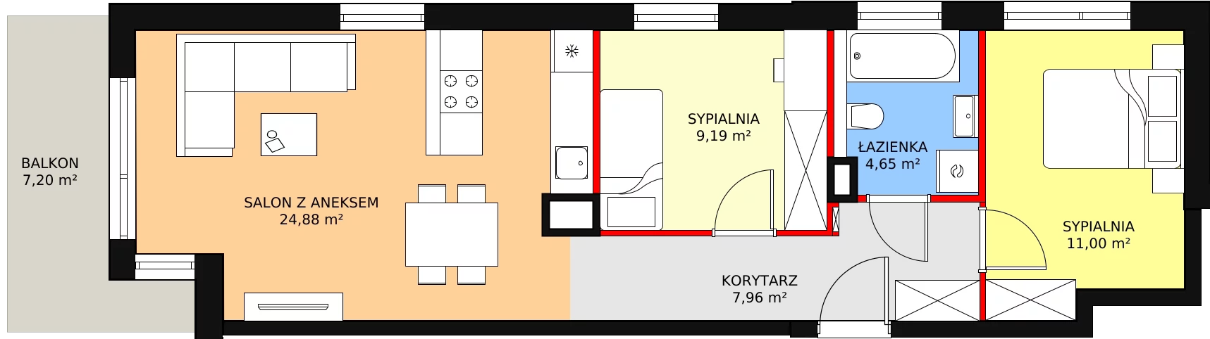 3 pokoje, mieszkanie 57,68 m², piętro 1, oferta nr 10, Luna, Gdańsk, Osowa, ul. Galaktyczna/Homera