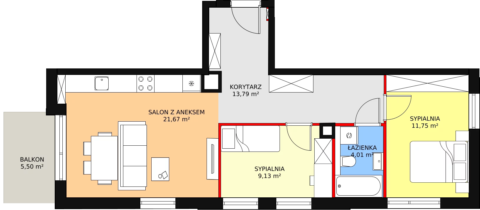 3 pokoje, mieszkanie 60,35 m², piętro 1, oferta nr 37, Luna, Gdańsk, Osowa, ul. Galaktyczna/Homera