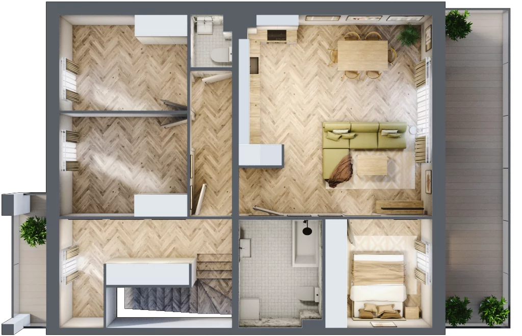4 pokoje, mieszkanie 93,43 m², piętro 1, oferta nr A2, Aleja Wiśniowa Pogórze, Pogórze, ul. Feliksa Dorsza