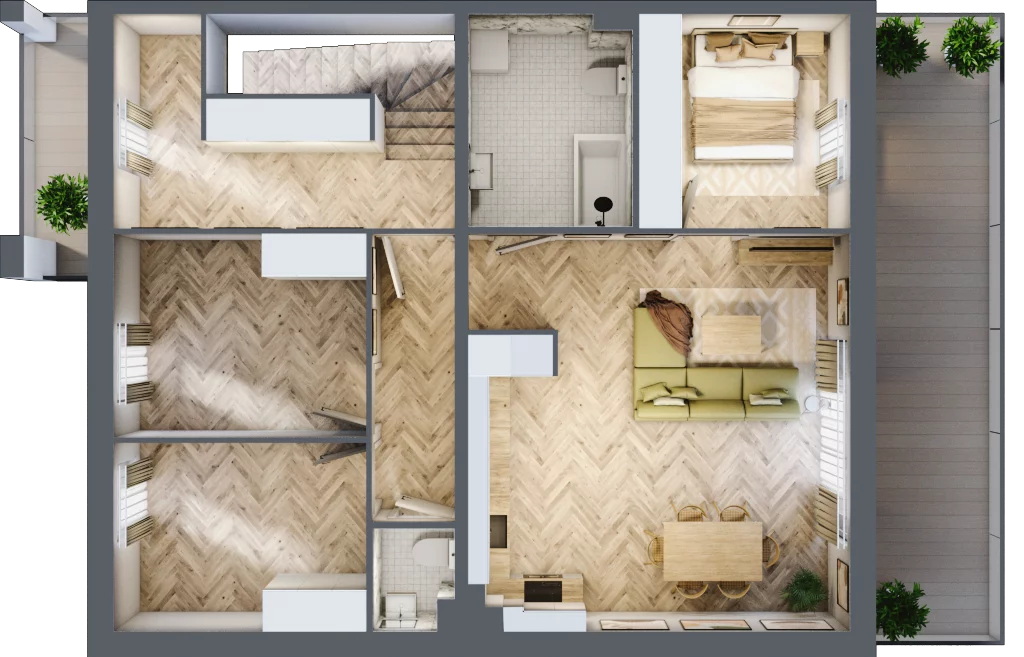 4 pokoje, mieszkanie 93,43 m², piętro 1, oferta nr B2, Aleja Wiśniowa Pogórze, Pogórze, ul. Feliksa Dorsza