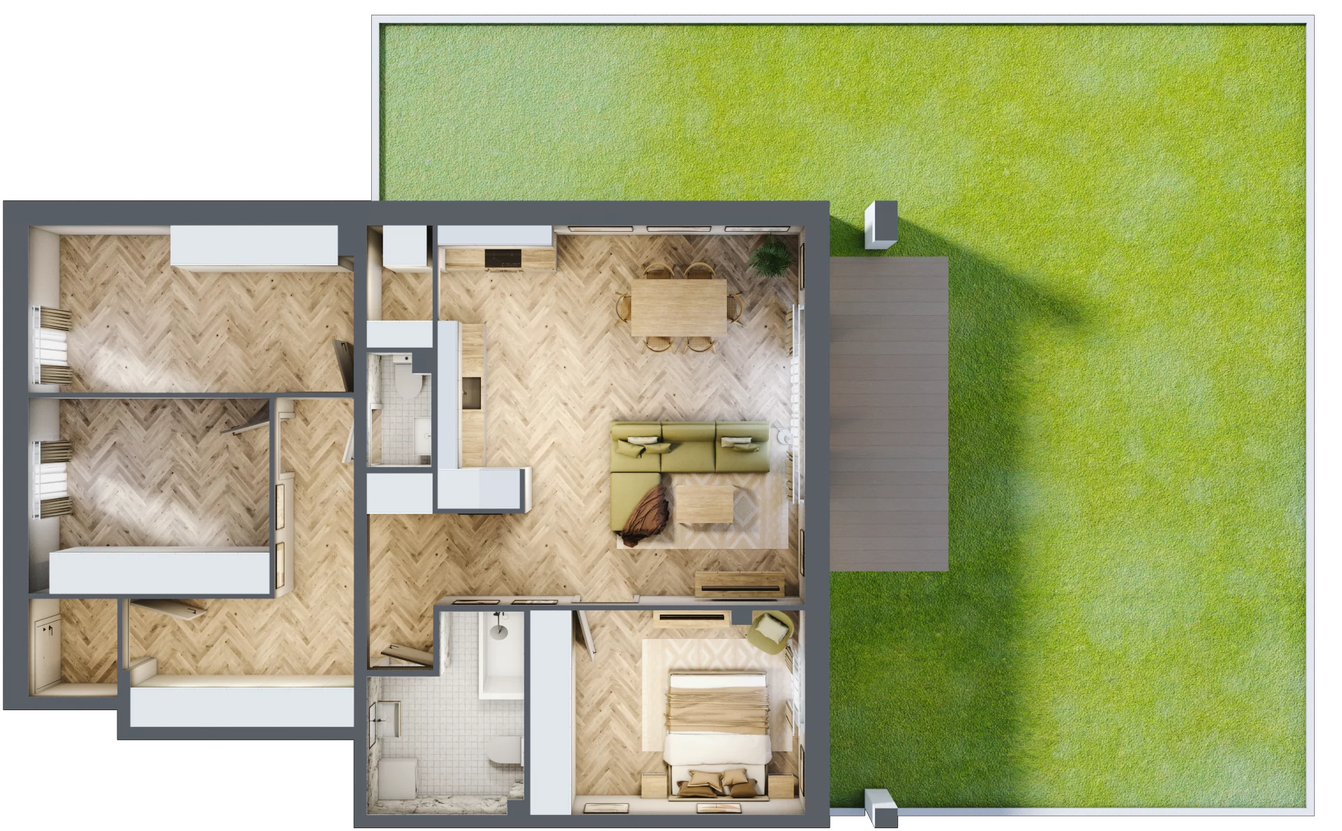 4 pokoje, mieszkanie 95,74 m², parter, oferta nr C1, Aleja Wiśniowa Pogórze, Pogórze, ul. Feliksa Dorsza