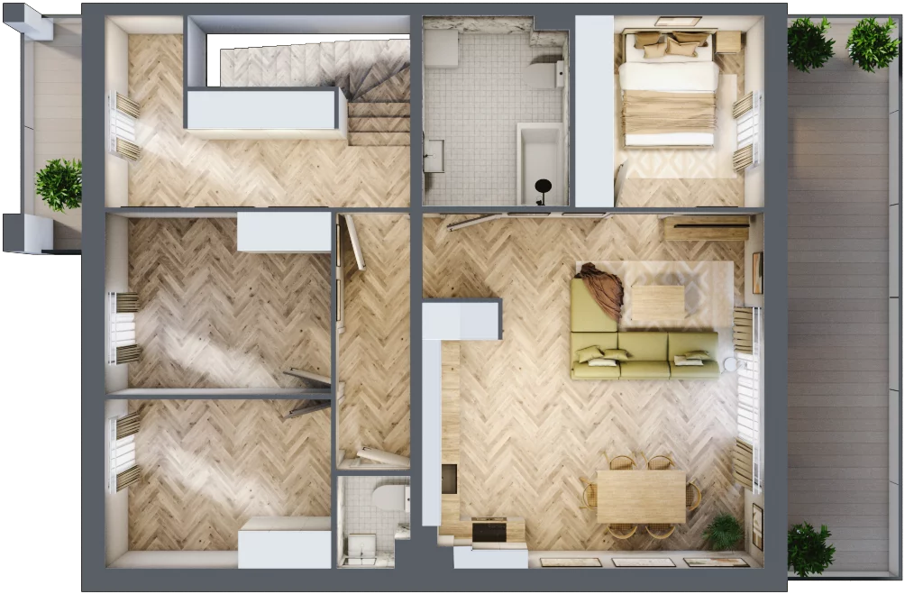 4 pokoje, mieszkanie 93,43 m², piętro 1, oferta nr D2, Aleja Wiśniowa Pogórze, Pogórze, ul. Feliksa Dorsza