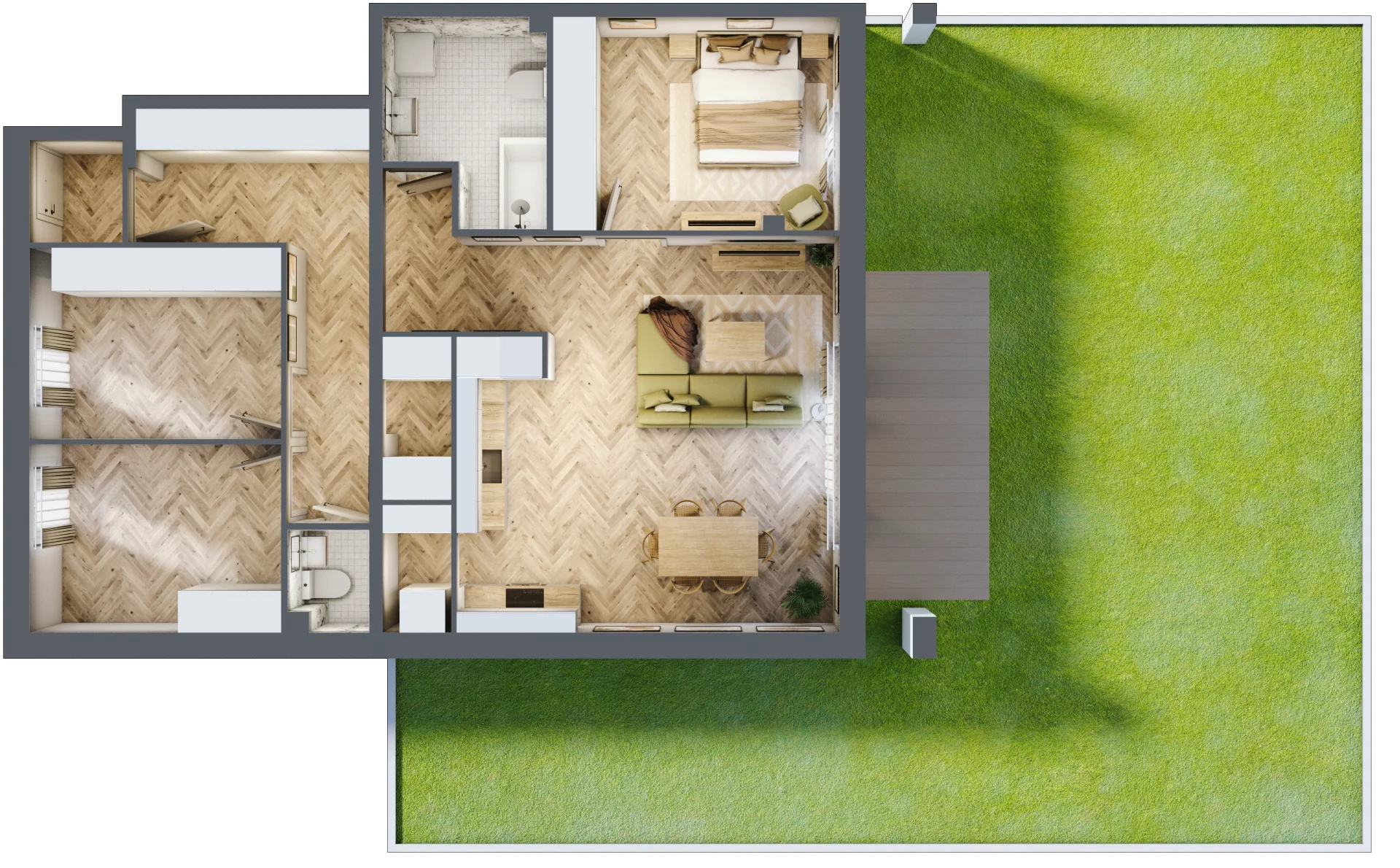 4 pokoje, mieszkanie 95,66 m², parter, oferta nr D1, Aleja Wiśniowa Pogórze, Pogórze, ul. Feliksa Dorsza