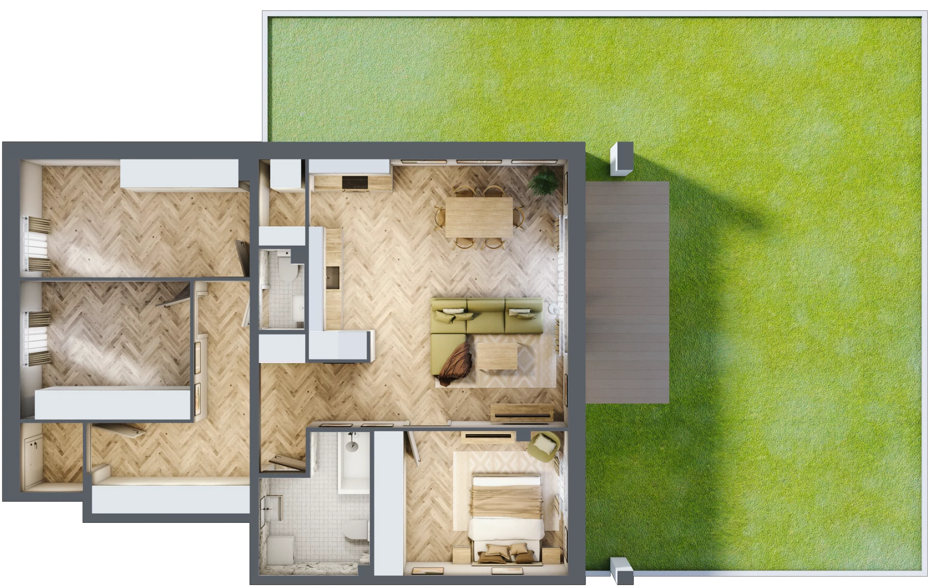 4 pokoje, mieszkanie 95,74 m², parter, oferta nr E1, Aleja Wiśniowa Pogórze, Pogórze, ul. Feliksa Dorsza