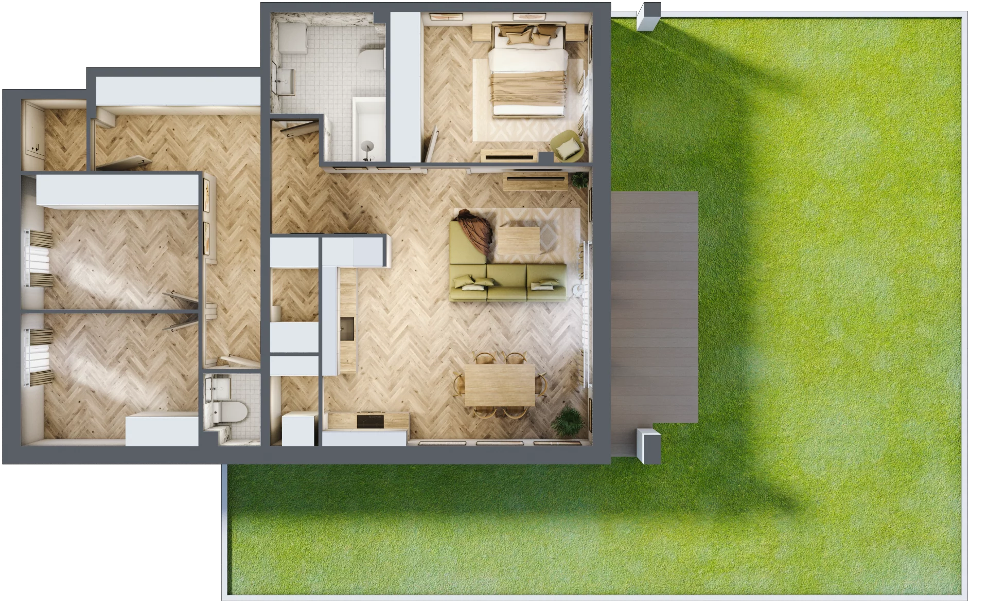 4 pokoje, mieszkanie 95,66 m², parter, oferta nr F1, Aleja Wiśniowa Pogórze, Pogórze, ul. Feliksa Dorsza