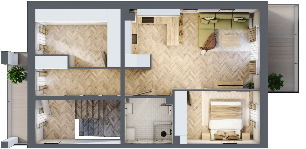 3 pokoje, mieszkanie 66,43 m², piętro 1, oferta nr G2, Aleja Wiśniowa Pogórze, Pogórze, ul. Feliksa Dorsza