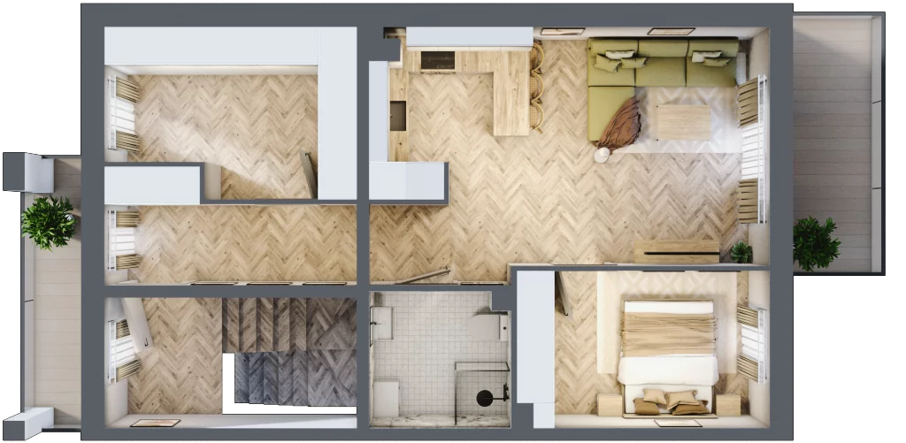 3 pokoje, mieszkanie 66,43 m², piętro 1, oferta nr I2, Aleja Wiśniowa Pogórze, Pogórze, ul. Feliksa Dorsza