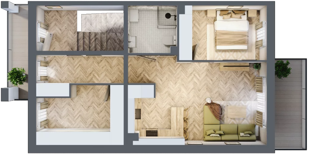 3 pokoje, mieszkanie 66,43 m², piętro 1, oferta nr J2, Aleja Wiśniowa Pogórze, Pogórze, ul. Feliksa Dorsza