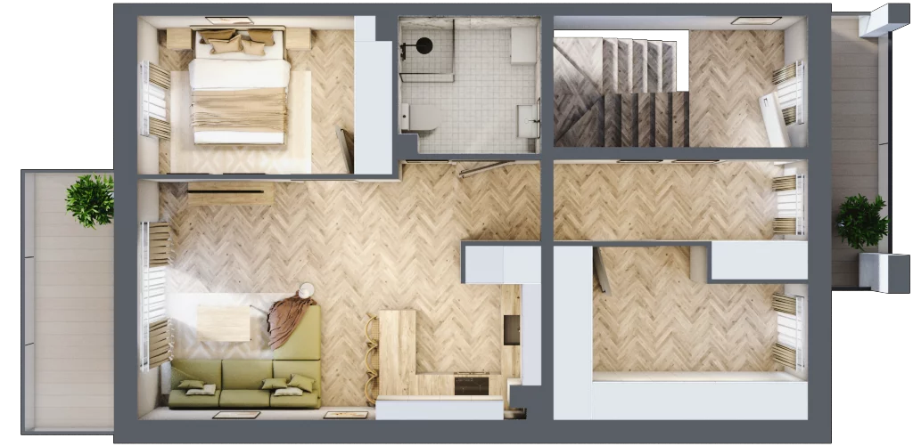 3 pokoje, mieszkanie 66,43 m², piętro 1, oferta nr M2, Aleja Wiśniowa Pogórze, Pogórze, ul. Feliksa Dorsza