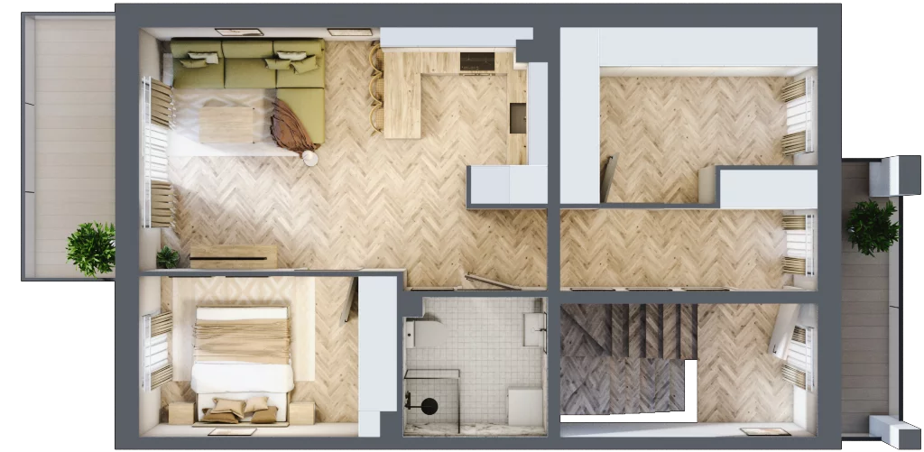 3 pokoje, mieszkanie 66,43 m², piętro 1, oferta nr N2, Aleja Wiśniowa Pogórze, Pogórze, ul. Feliksa Dorsza