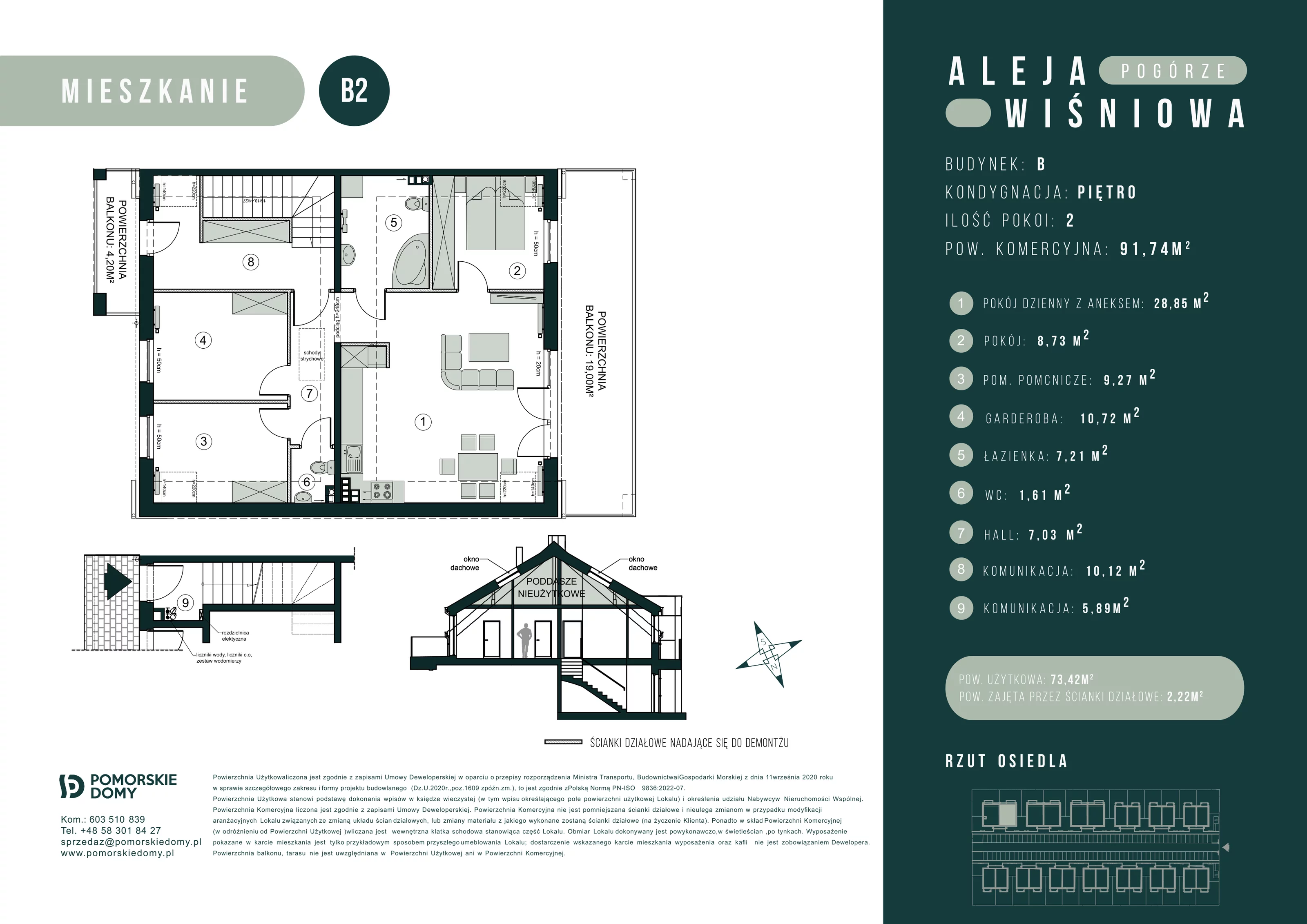 4 pokoje, mieszkanie 93,43 m², piętro 1, oferta nr B2, Aleja Wiśniowa Pogórze, Pogórze, ul. Feliksa Dorsza