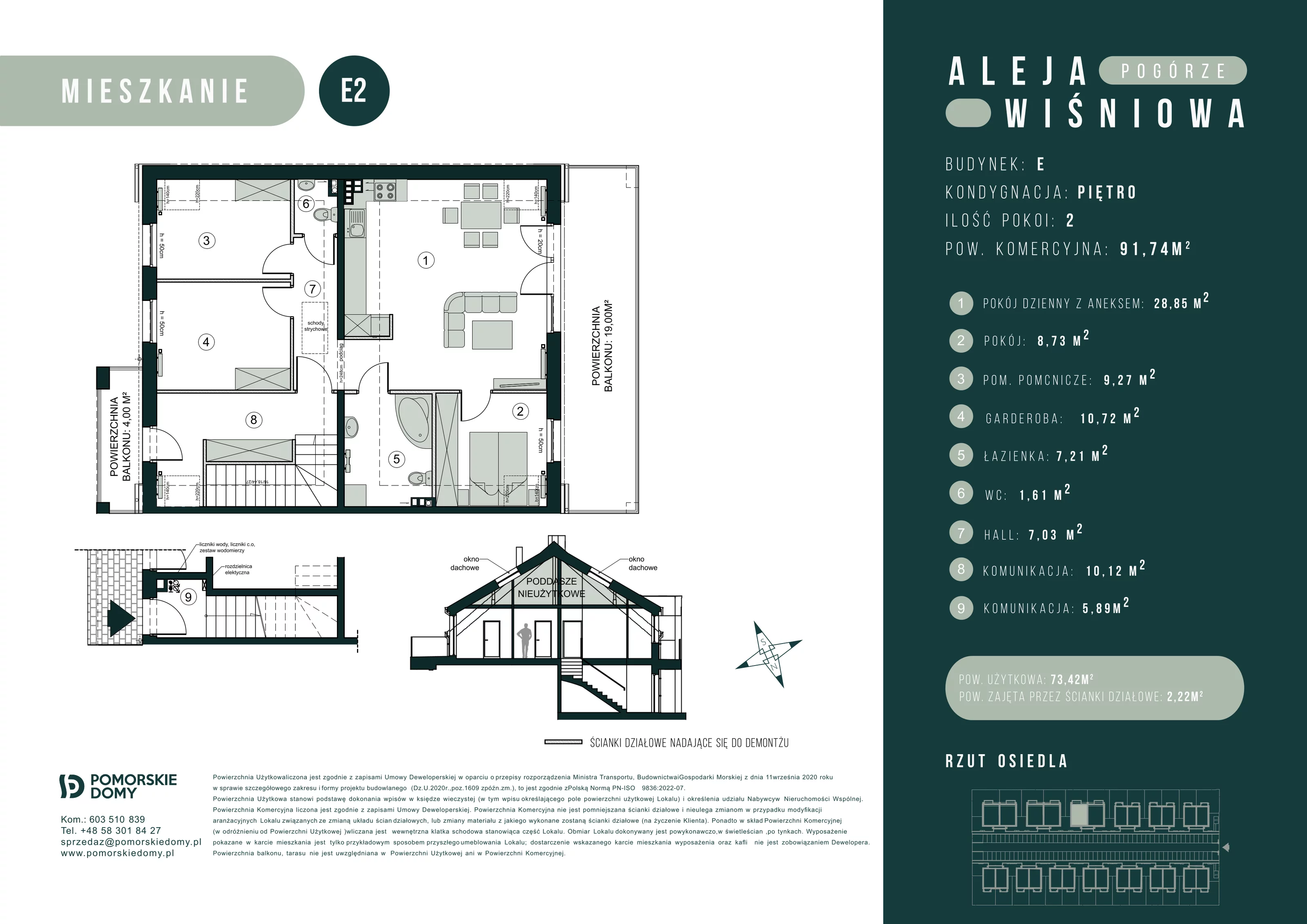 4 pokoje, mieszkanie 93,43 m², piętro 1, oferta nr E2, Aleja Wiśniowa Pogórze, Pogórze, ul. Feliksa Dorsza
