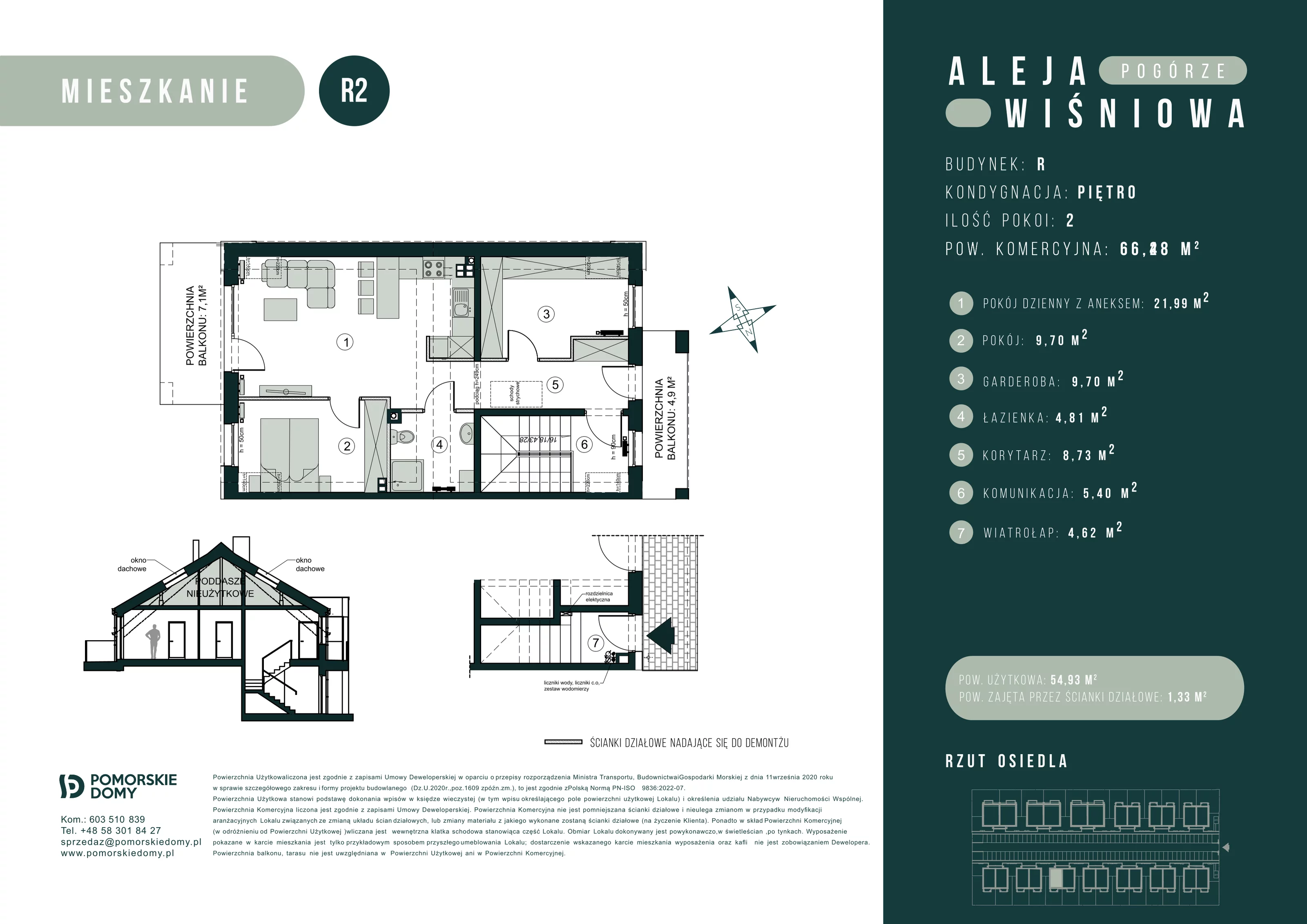 3 pokoje, mieszkanie 66,43 m², piętro 1, oferta nr R2, Aleja Wiśniowa Pogórze, Pogórze, ul. Feliksa Dorsza