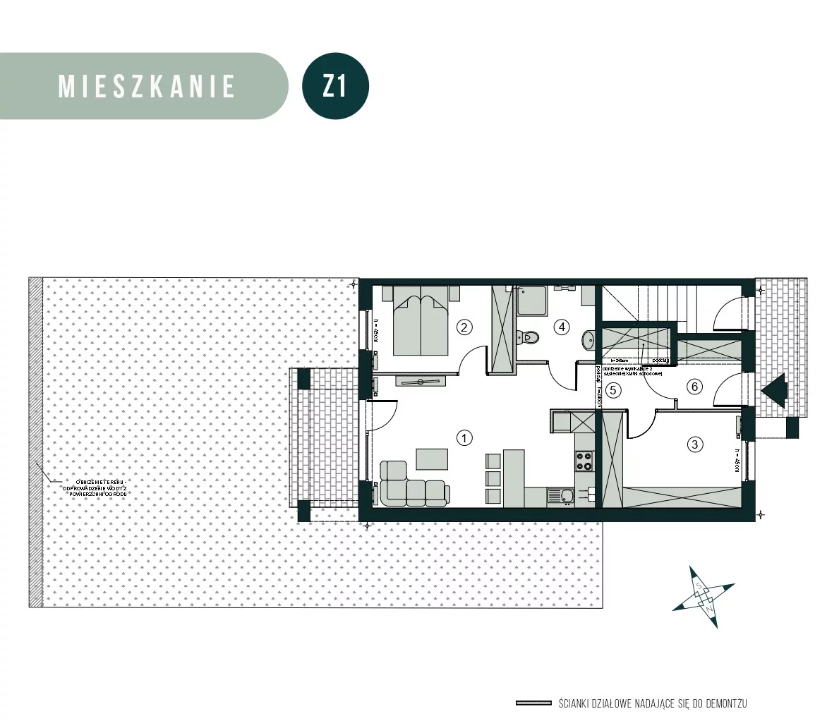 Mieszkanie 60,22 m², parter, oferta nr Z1, Aleja Wiśniowa Pogórze, Pogórze, ul. Feliksa Dorsza