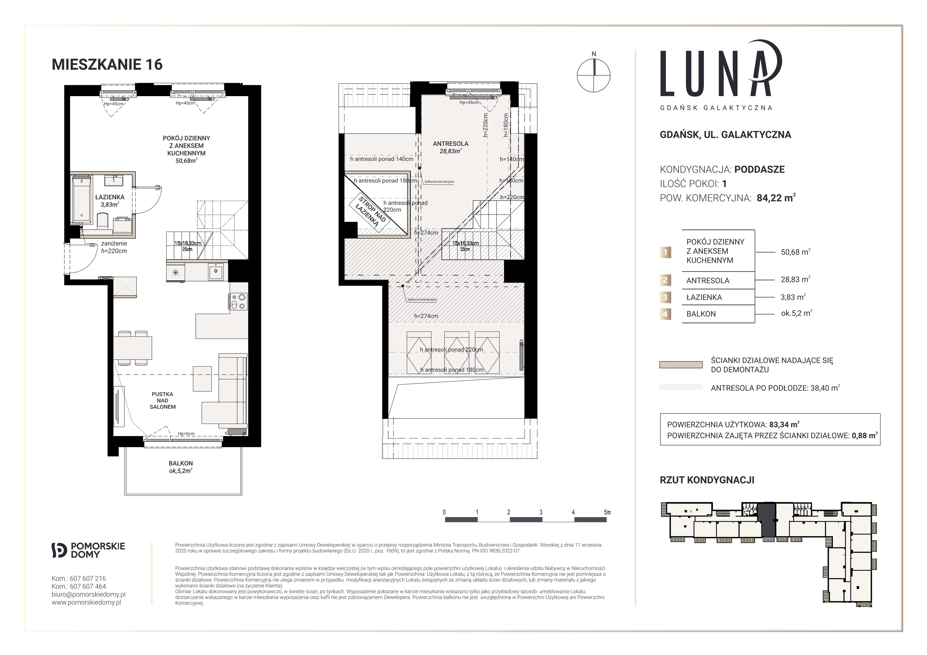 Mieszkanie 83,34 m², piętro 3, oferta nr 16, Luna, Gdańsk, Osowa, ul. Galaktyczna/Homera